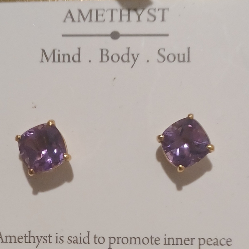 SHIVAM AMETHYST STERLING SILVER GOLD PLATED EARRIN